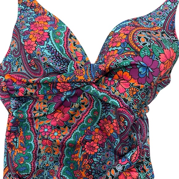 Moontide floral paisley twist front one piece swimsuit US 6 NWT - Picture 4 of 11